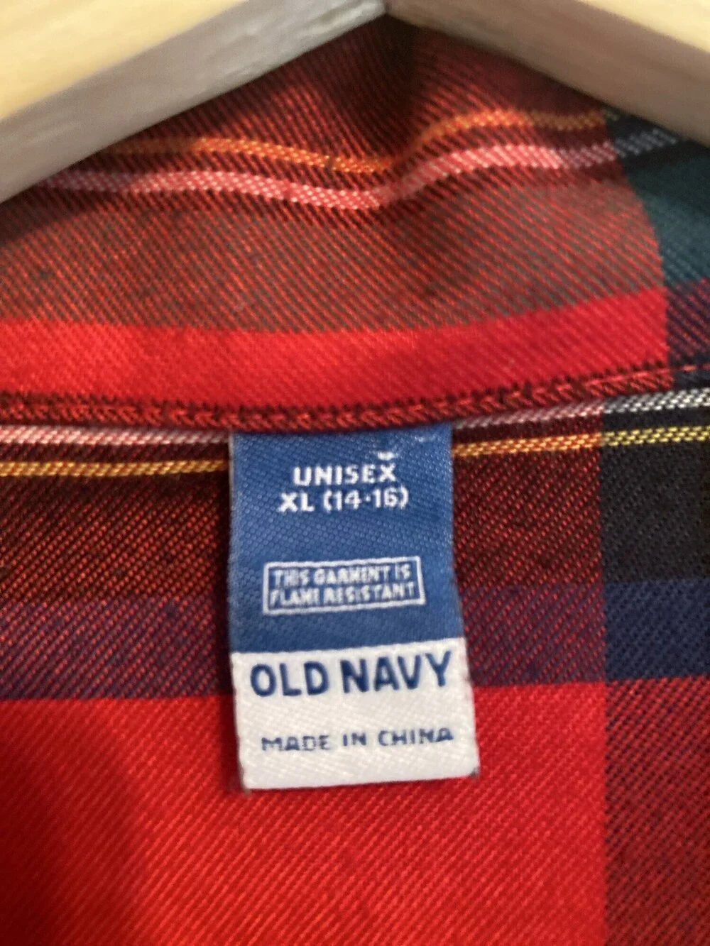 Old Navy Girl Red Green Plaid Flannel Pajama Top XL 14-16